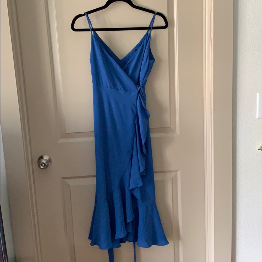 Lulus Blue Wrap Midi Dress